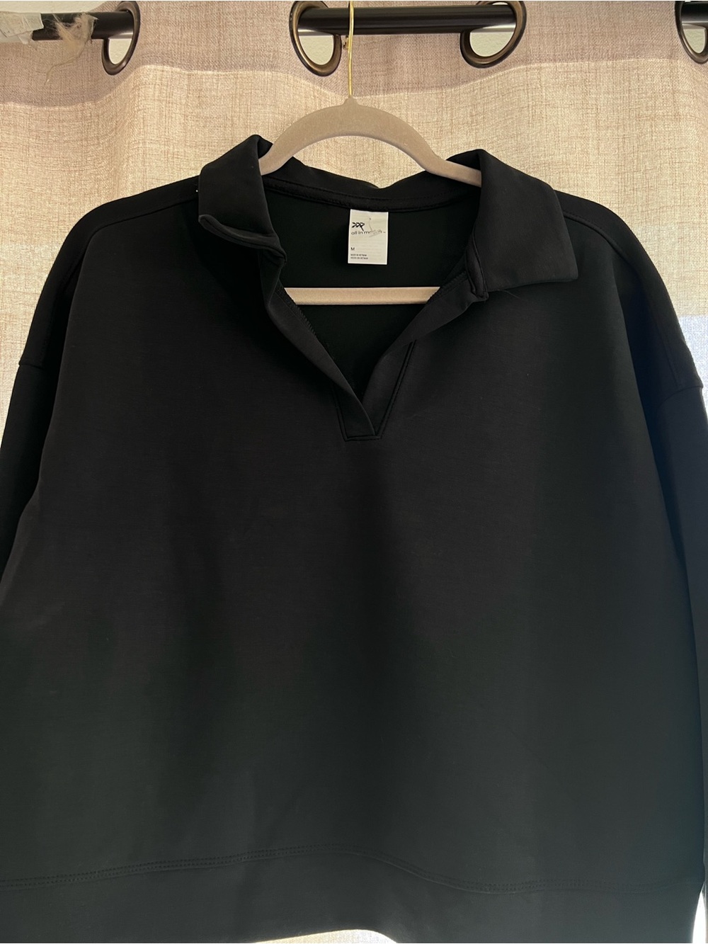 Black Women's Pullover Collar Sweatshirt - Picture 2 of 6